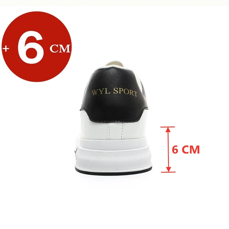 Casual Lift Sneakers Men Elevator Shoes Height Increase Insole 6cm White Black Taller Shoes Men Fashion Sports Plus Size 37-46