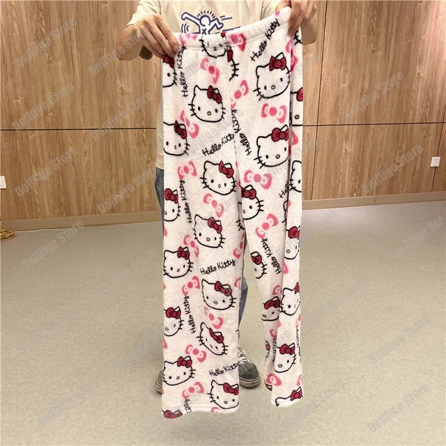 Sanrio Hello Kitty Pajamas – Flannel Cartoon Home Pants