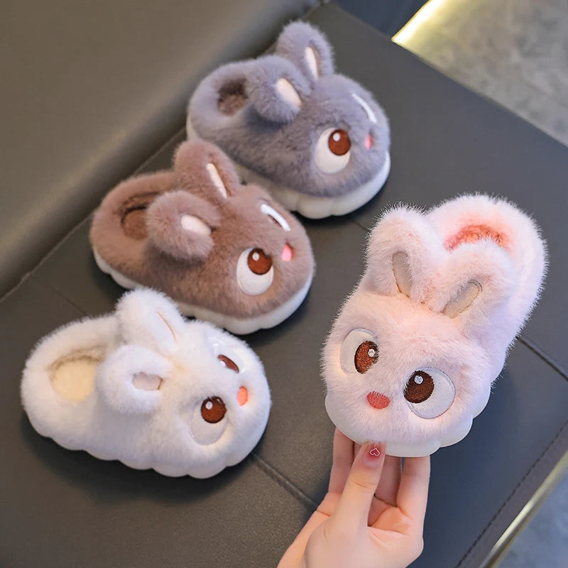 Winter Rabbit Slippers – Waterproof Warm Fluffy Shoes