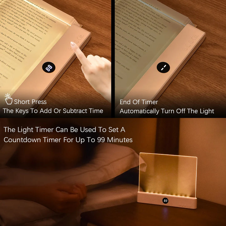 LED Book Light, Reading Lights, Book Desk Lamp Rechargeable Dimmable,Eye-Caring Studying Light,for Home,Office,Travel,Home Decor