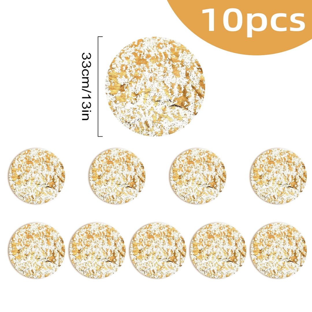 Gold Foil Round Placemats Set