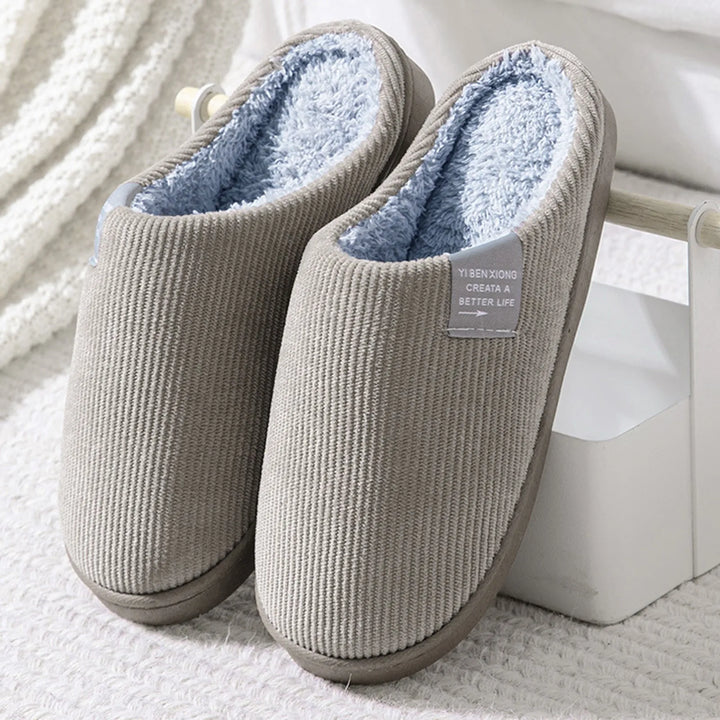 Winter Warm Fur Slippers Men Couples House Non-Slip Soft Shoes Women Comfort Flat Heel Home Indoor Bedroom Zapatillas Casa Mujer