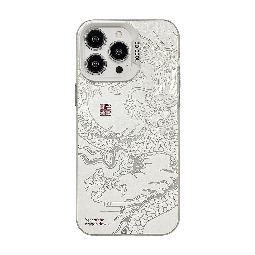 Luxury Dragon Totem Anti-drop Armour Phone Case For iPhone 15 14 Pro Max 13 12 11 Pro XR XS 7 8 Plus Lens protect plating Cover