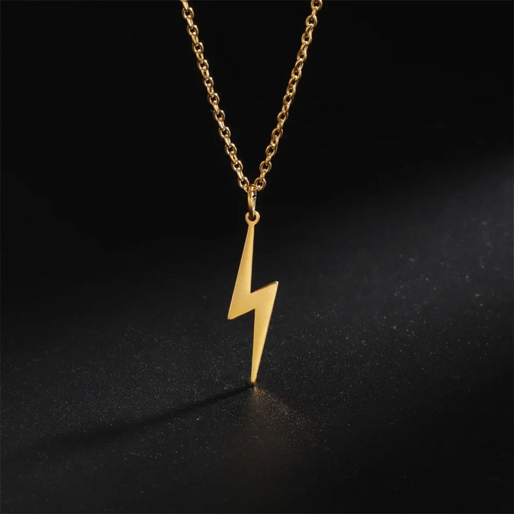 Skyrim Lightning Pendant Necklace Chain Geometric Stainless Steel Simple Necklace for Women Men Party Ornament Jewelry Accessori