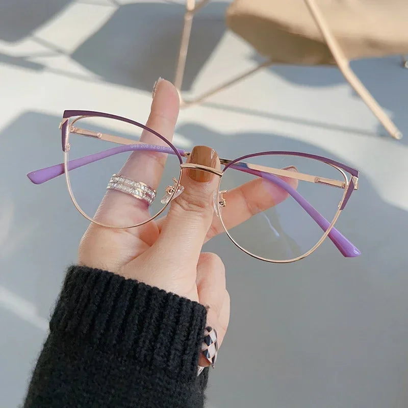 New Fashion Anti Blue Light Blocking Glasses Women Men Retro Cat Eye Frame Reading Computer Clear Lens Simple Female Eyeglasses