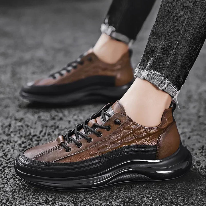 Men's Crocodile Print Leather Slip-On Sneakers