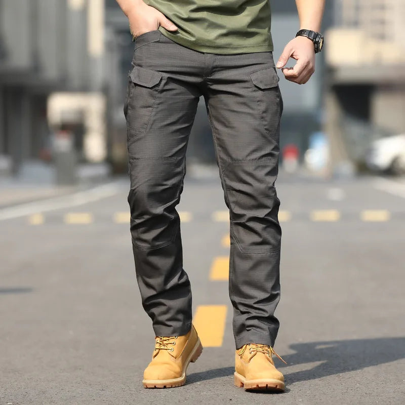 Man Military Tactical Cargo Pants Safari Work Long Trousers Multi-pocket Waterproof Hiking Fishing Sprots Outdoor Overalls Army