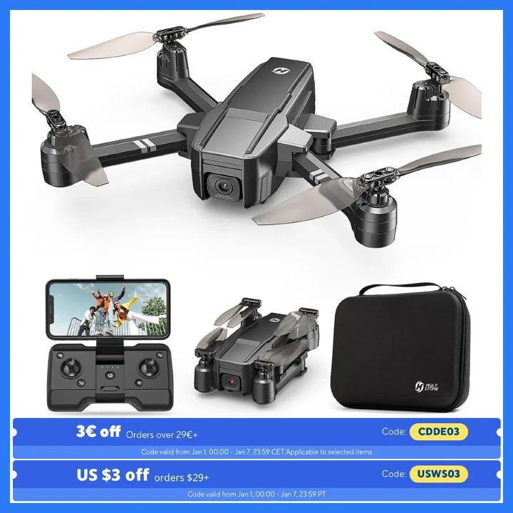 Holy Stone HS440 Foldable FPV Drone: 1080P WiFi, Voice/Gesture, Modular Battery, Auto Hover, Carry Case.