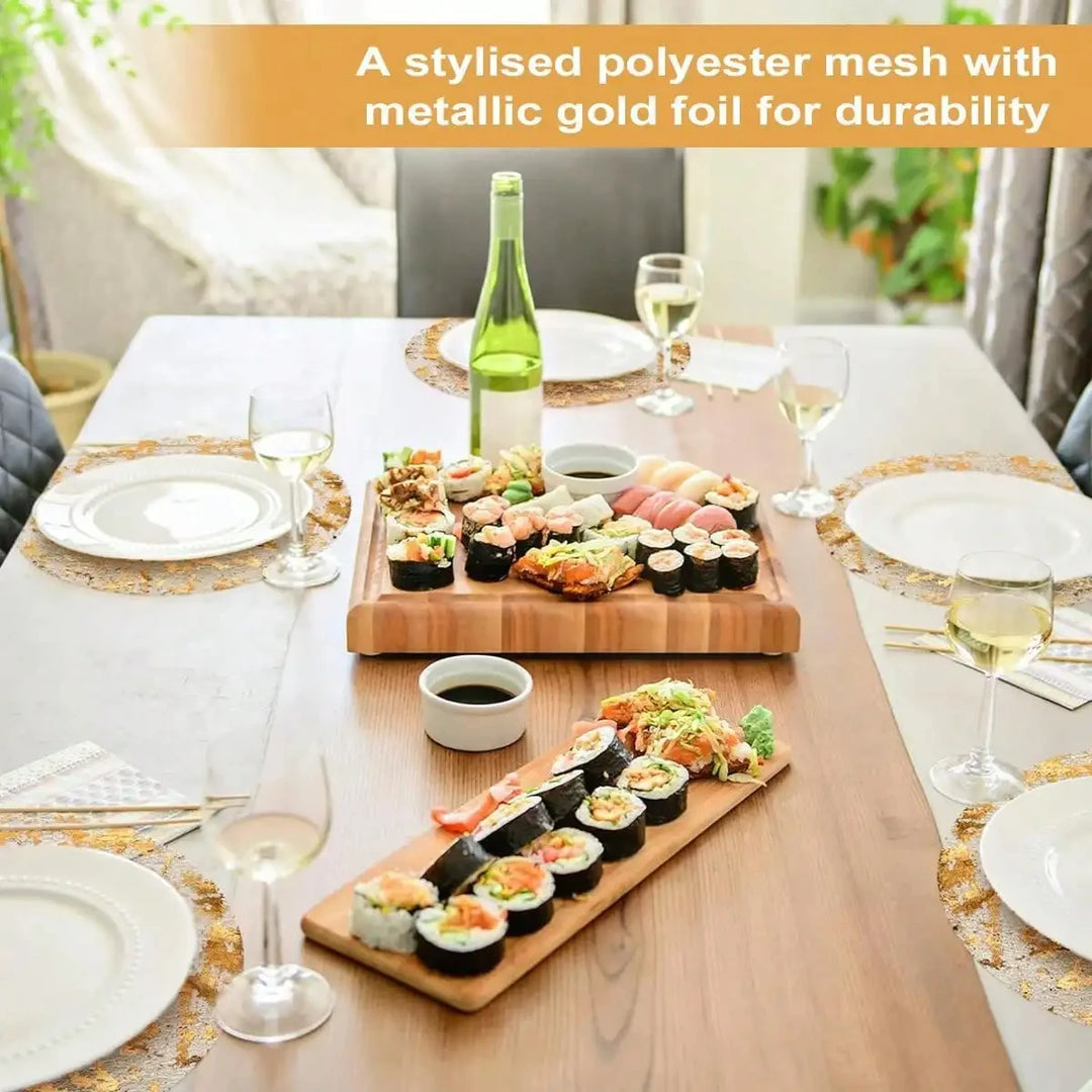 Gold Foil Round Placemats Set