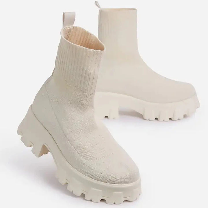 Women Boots White Platform Boots For Winter Autumn Botas Femininas Socks Ankle Boots Platform Shoes Women Heels Botines Mujer