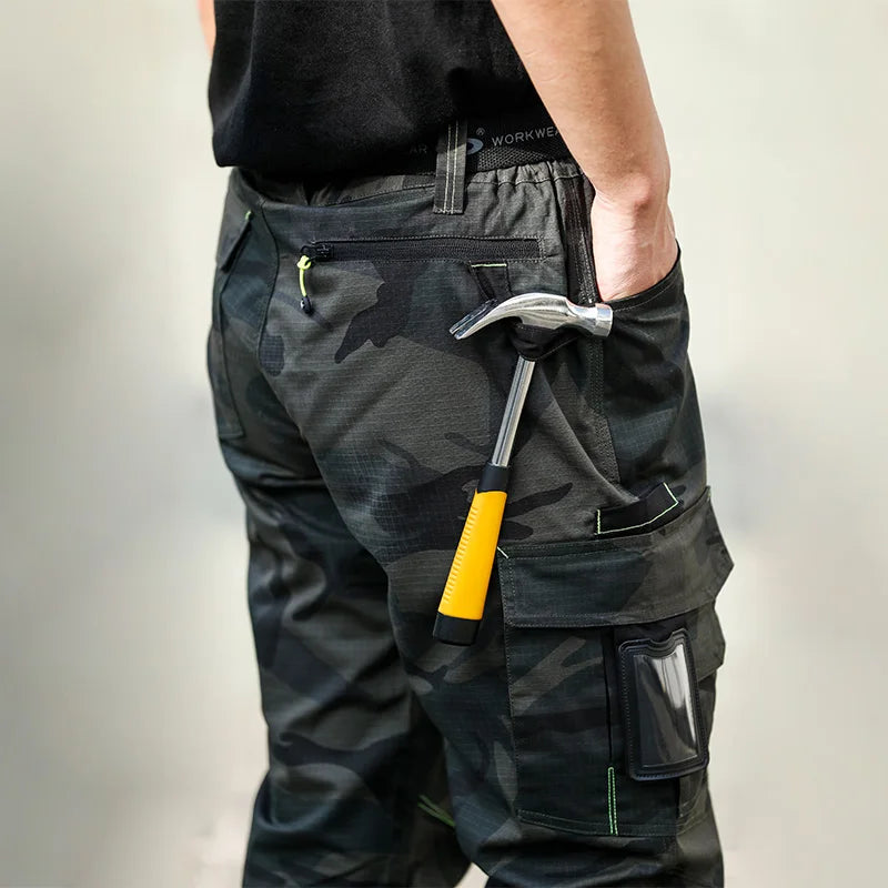 Working Repairman Pants Men Camouflage Multi Pockets Cargo Pants Quick Dry Work Trousers Workshop Clothes Workwear Construction