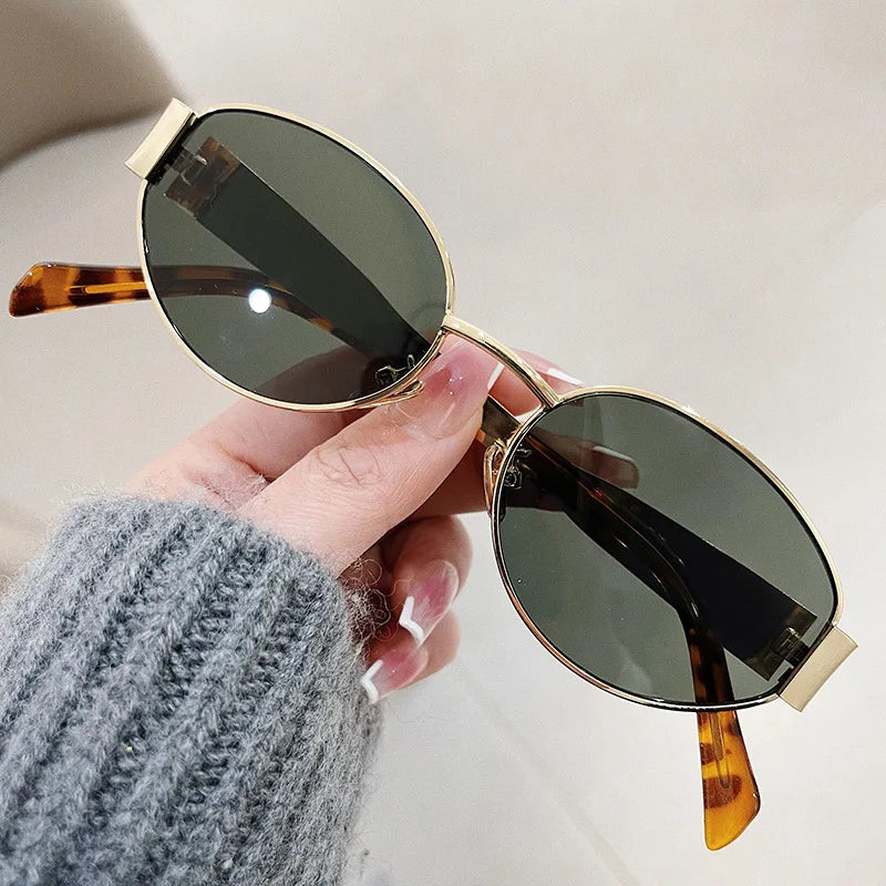 Fashion Oval Sunglasses Women Retro Trend Outdoor Metal Sun Glasses High Quality Classic Men Luxury Brand Eyewear UV400 Goggles