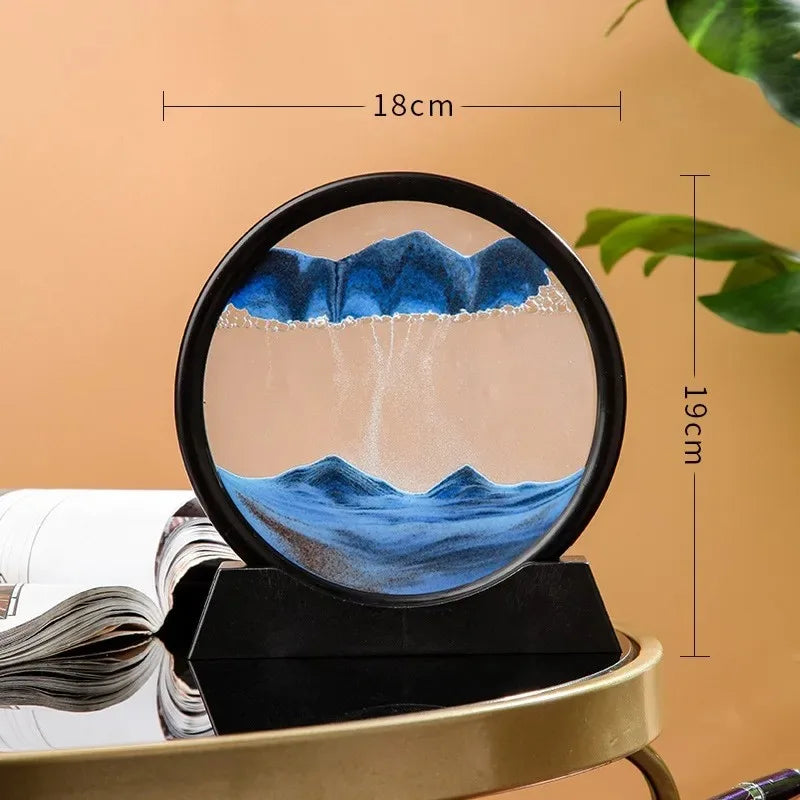 3D Quicksand Sand Art - Round Glass Flowing Painting