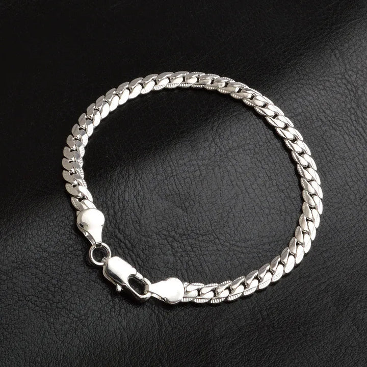 Sterling Silver Bracelet – 925 Flat Side Chain