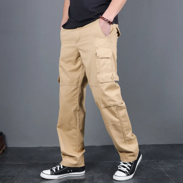 Fashion Cargo Pants Men Casual Loose Baggy Straight Trousers Streetwear Cotton Joggers Clothes