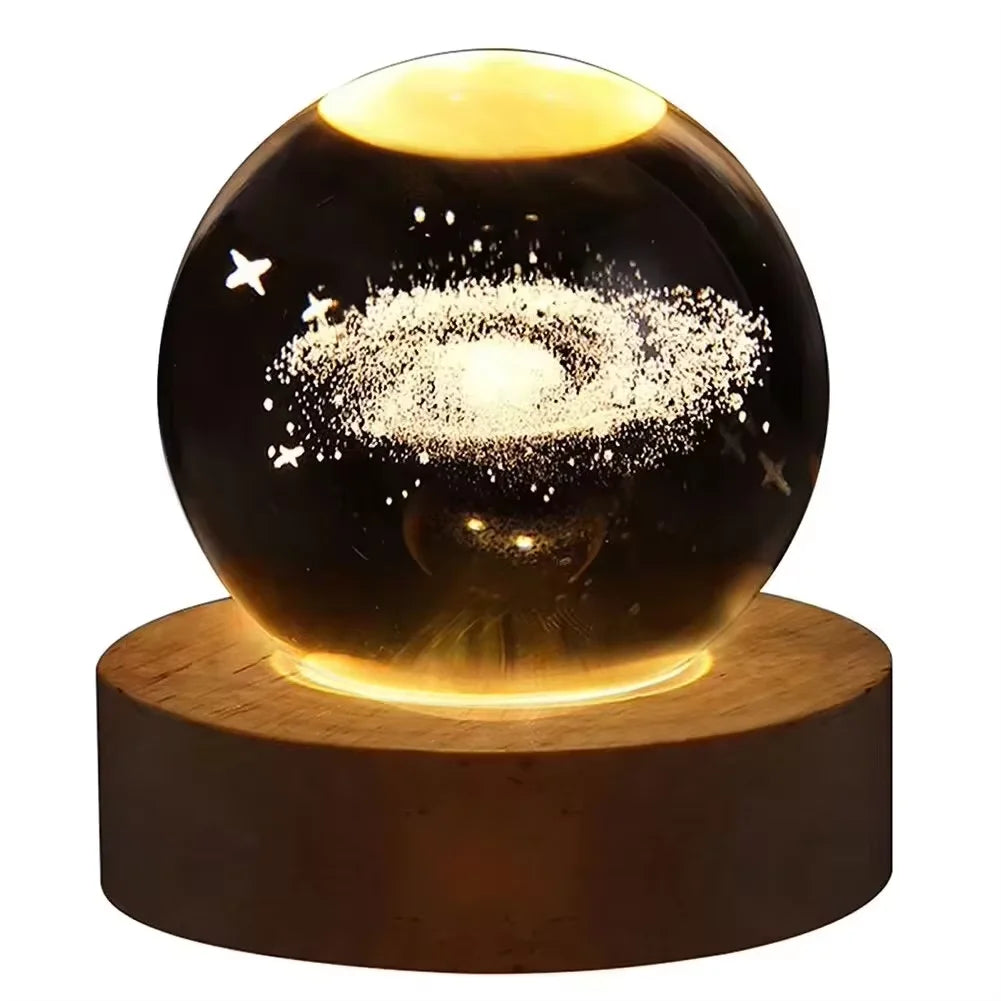 USB Night Light LED Crystal Ball Table Lamp 3D Moon Planet Galaxy Decor for Home Table Lamp Party Toys for Kids Adult Xmas Gifts