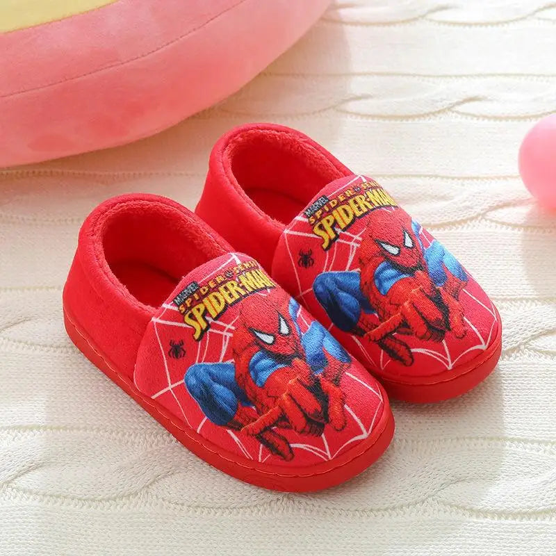 Cartoon Printed Spider-man Cotton Slippers For Children's Shoes Fashion New Style Warmth Autumn Winter Indoor Kids Boys Slipper