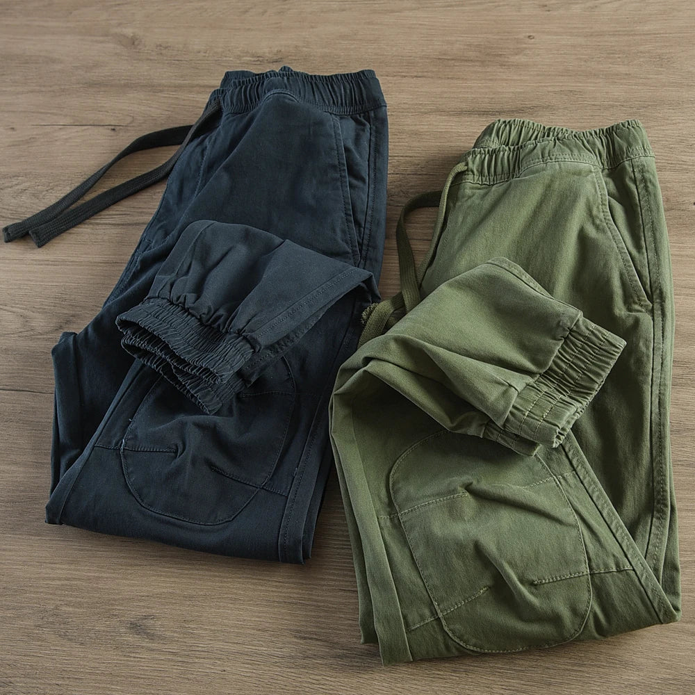 American Retro Cargo Pants – Men's Cotton Straight Trousers