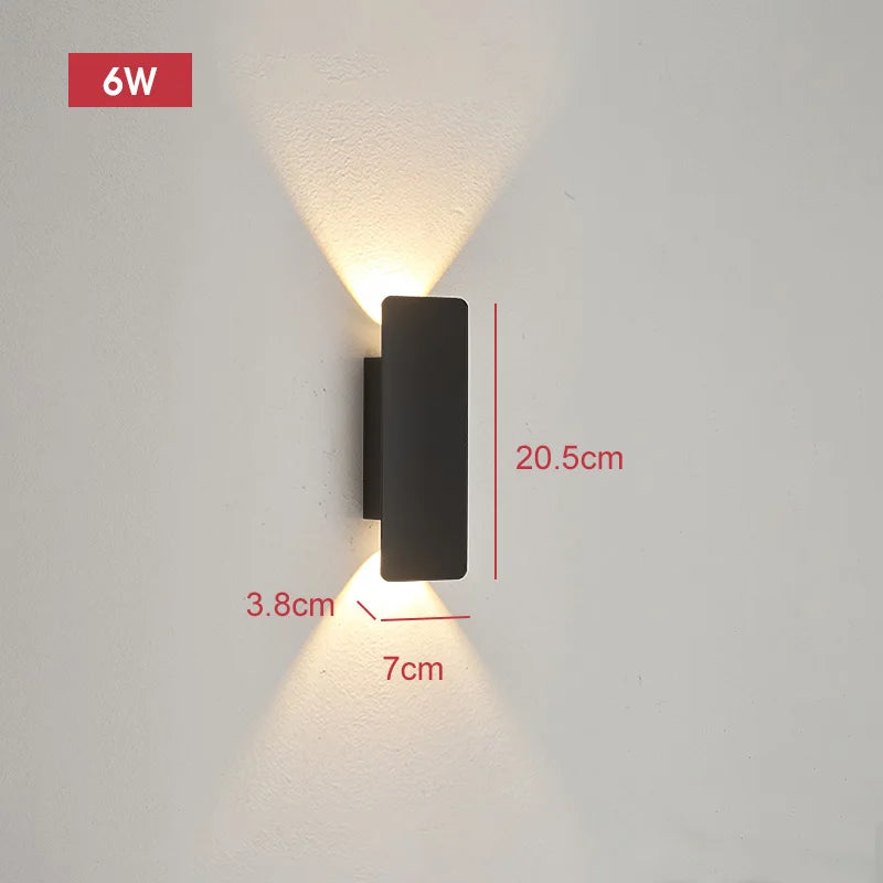 Outdoor Waterproof Wall Lamps Strip Aluminum Wall Lights 18W LED Black Wall Lamp Bedroom Exterior Outdoor Lighting Fixtures