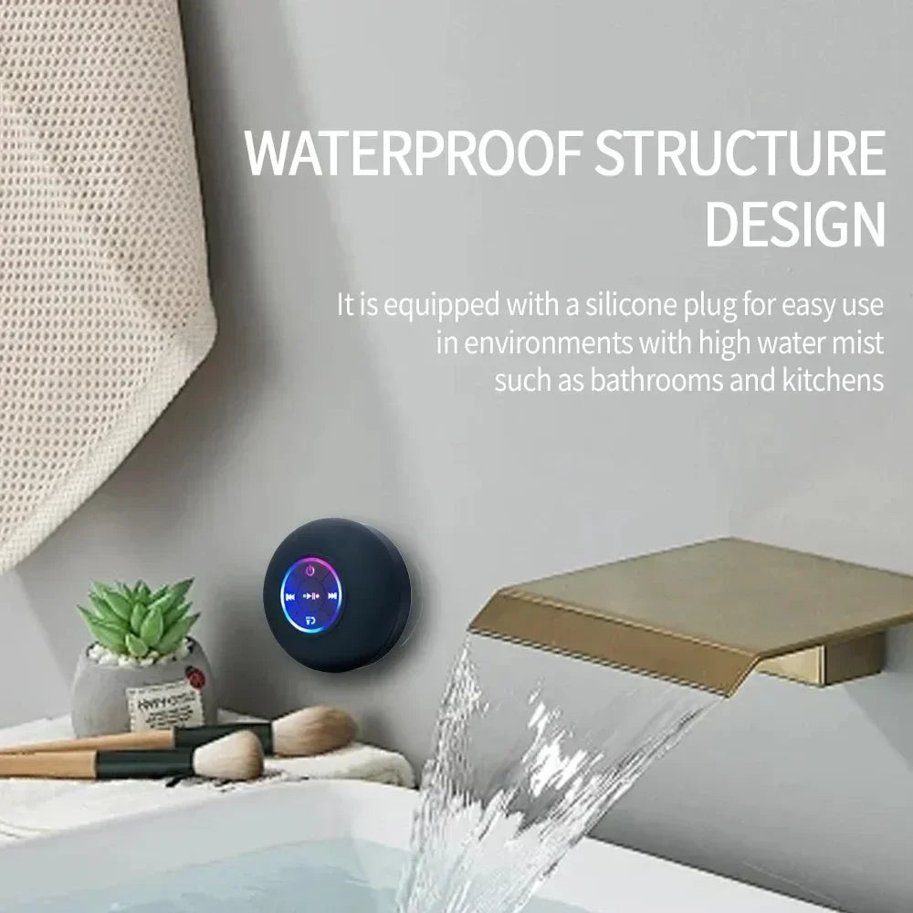 Portable Bluetooth Audio Ipx4 Waterproof Led Lights Bathroom Outdoor Large Suction Cup Can Be Adsorbed Wall Speaker