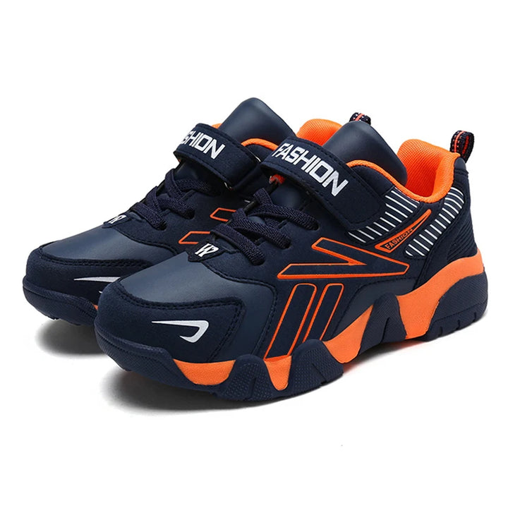 Kids Fashion Sneakers Boys Tennis Shoes Comfortable Leather Running Shoes Lightweight Outdoor Children's Sports Walking Shoes