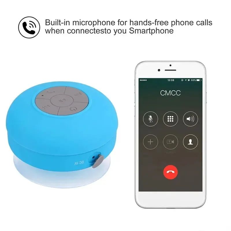 Mini Portable Bluetooth Speaker  Powerful Suction-Cup  Built-in Microphone Bluetooth Speaker for  Phone Shower Gift