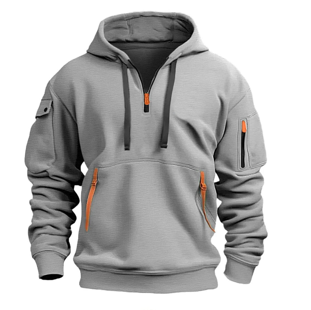 Multi Pocket Fleece Hoodie – Unisex Loose Pullover