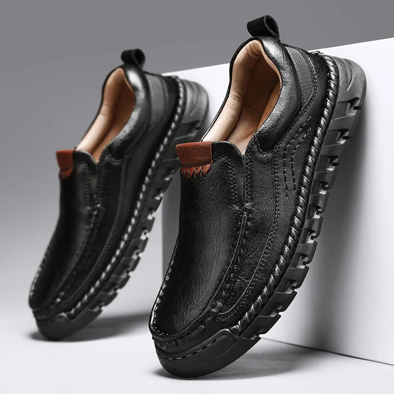 Retro Loafer Shoes – Men's Genuine Leather Slip-On