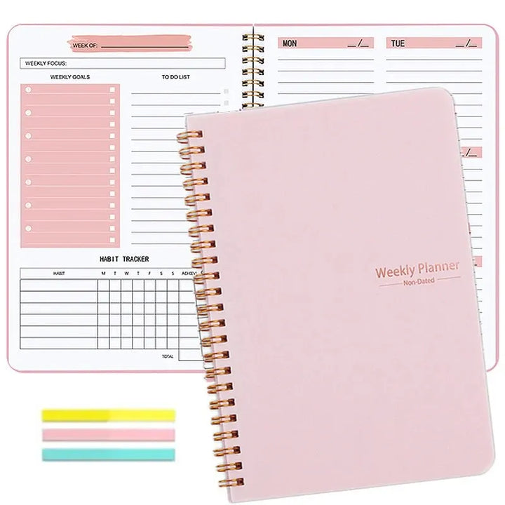 Undated Weekly Planner A5 Weekly Goals Spiral Binding Notebook Planner Agenda Record Daily Plans To Achieve Future Goals