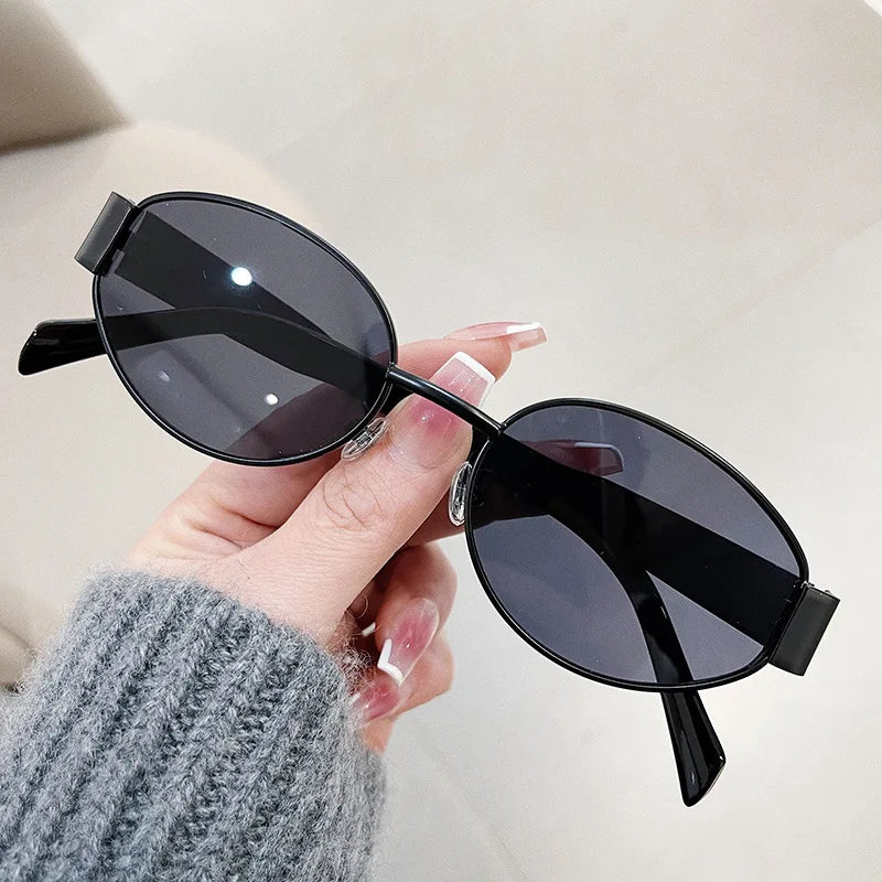 Fashion Oval Sunglasses Women Retro Trend Outdoor Metal Sun Glasses High Quality Classic Men Luxury Brand Eyewear UV400 Goggles