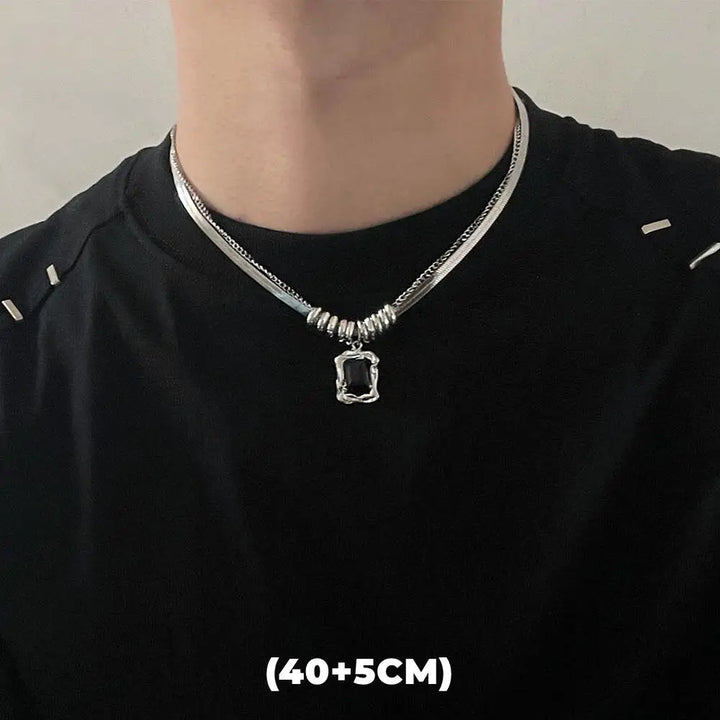 Hip Hop Zircon Star Double Layer Necklace For Men Women Trend Charm Titanium Steel Pendant Chain Unisex Jewelry Wholesale