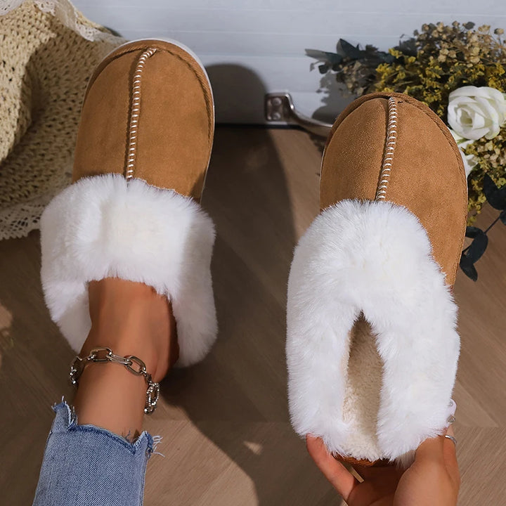 Winter Warm Fur Slippers – Women's Fluffy Home Slides