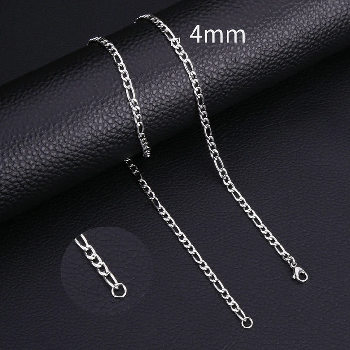 HIYEE Classic Rope Chain Men Necklace Width 2/3/4/5 MM Stainless Steel Figaro Cuban Chain Necklace For Men Women Jewelry