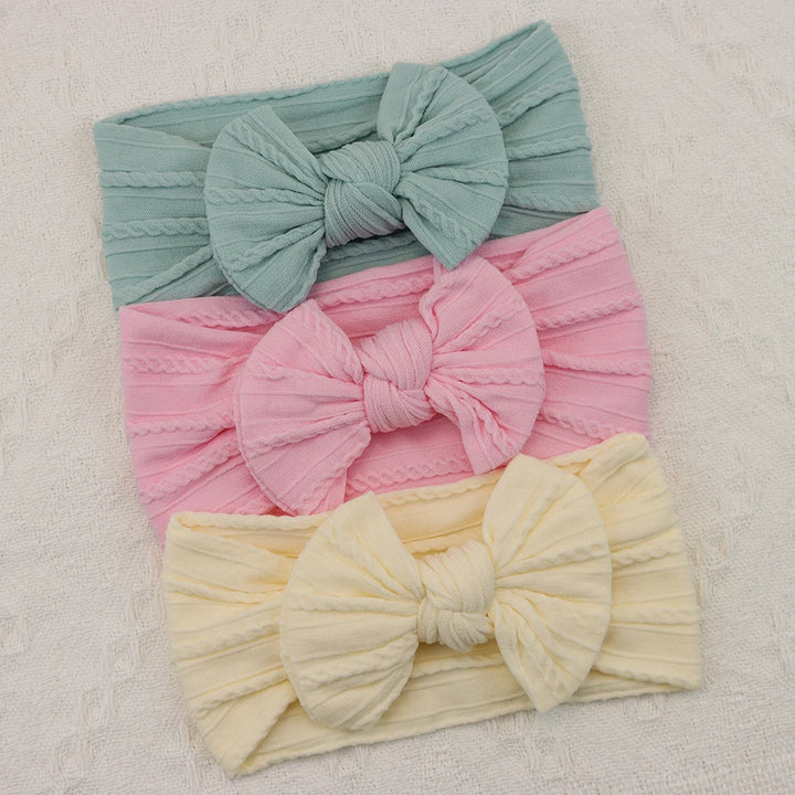 Knit Bows Baby Headbands – Elastic Nylon Set