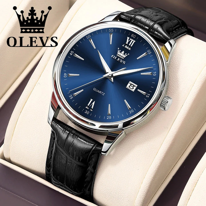 OLEVS High Quality Luxury Quartz Men Watch Original Leather Strap Waterproof Fashion Watches for Men Classic Men's Wrist Watches