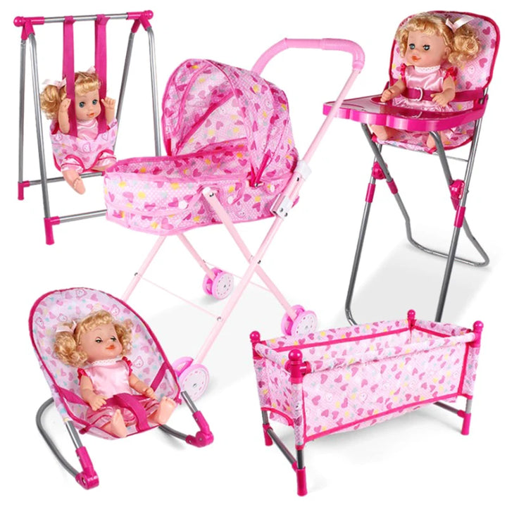 Doll House Furniture Set – Rocking Chair, Swing Bed & Dining Chair