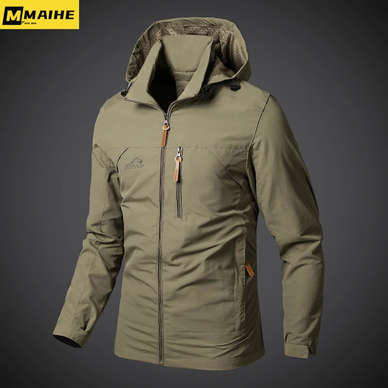 Mens Windbreaker Jackets Waterproof Military Hooded Coat Male New Combat Jackets Men Autumn Outdoor Hiking Biking Bomber Outwear