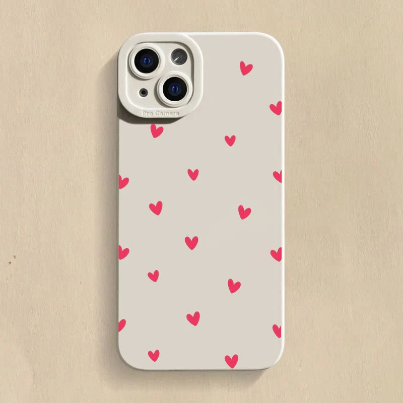 Black Love Heart Phone Case For iPhone 16 14 15 13 12 11 Pro Max X XR XS 7 8 15 16 Plus SE 2020 Shockproof Silicone Soft Cover