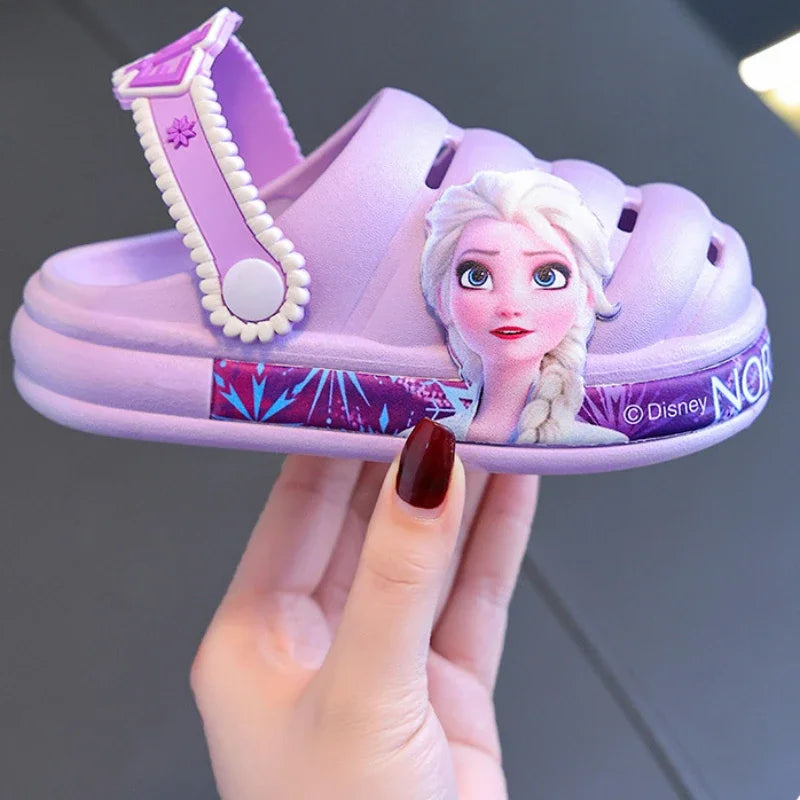 Disney Frozen Girls Princess Slippers Cartoon Elsa Children Garden Shoes Beach Sandals Soft Kids Outdoor Slippers