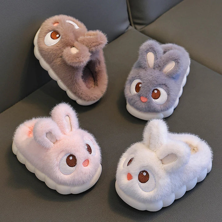 Winter Rabbit Slippers – Waterproof Warm Fluffy Shoes