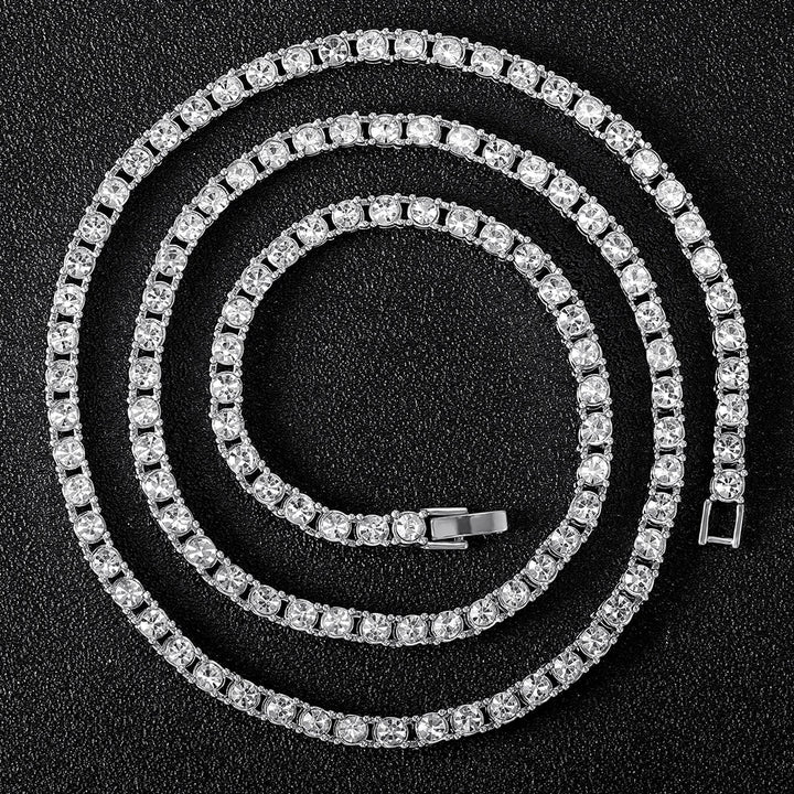 New Classical 4MM Tennis Chain Iced Out Bracelet Necklace Men Fashion Hip-Hop Jewelry Women 8/16/18/20/24/30inch Choker Gift