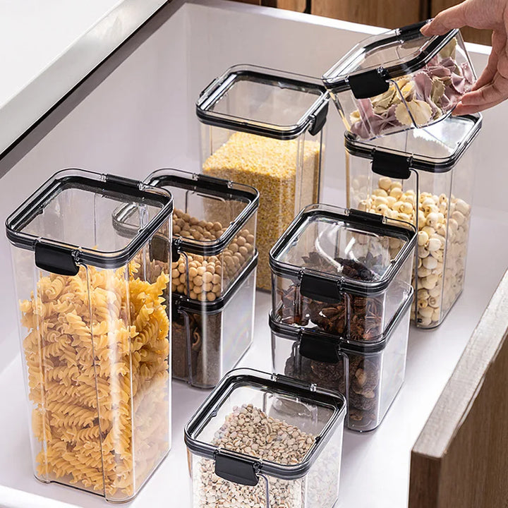 Sealed Can Kitchen Grain Storage And Organiser Large Can Plastic Moisture-proof Storage Box Household Seasoning Jar Storage Set