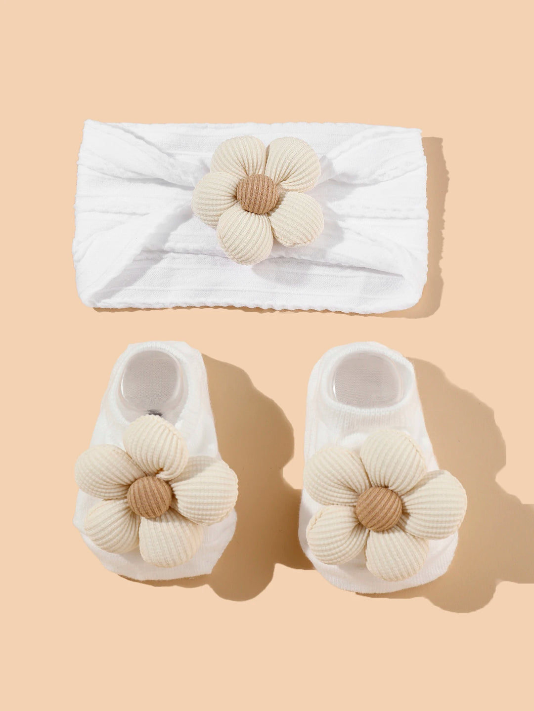 Baby Girls Headband & Socks Set – Cute Flower Design