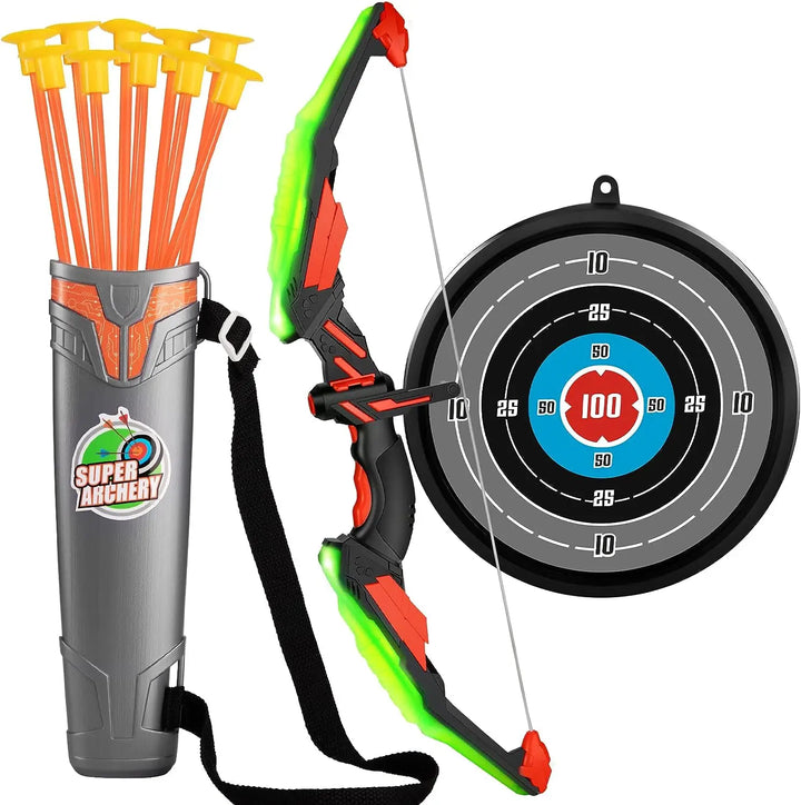 LED Light Up Kids Bow & Arrow Set with Target & Quiver