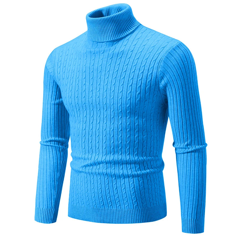 Winter High Neck Thick Warm Sweater Men Turtleneck Brand Mens Sweaters Slim Fit Pullover Men Knitwear Male Double Collar