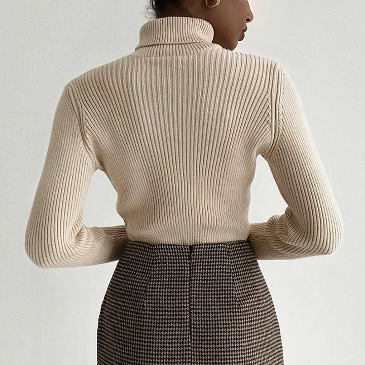 Mock Neck Ribbed Sweater