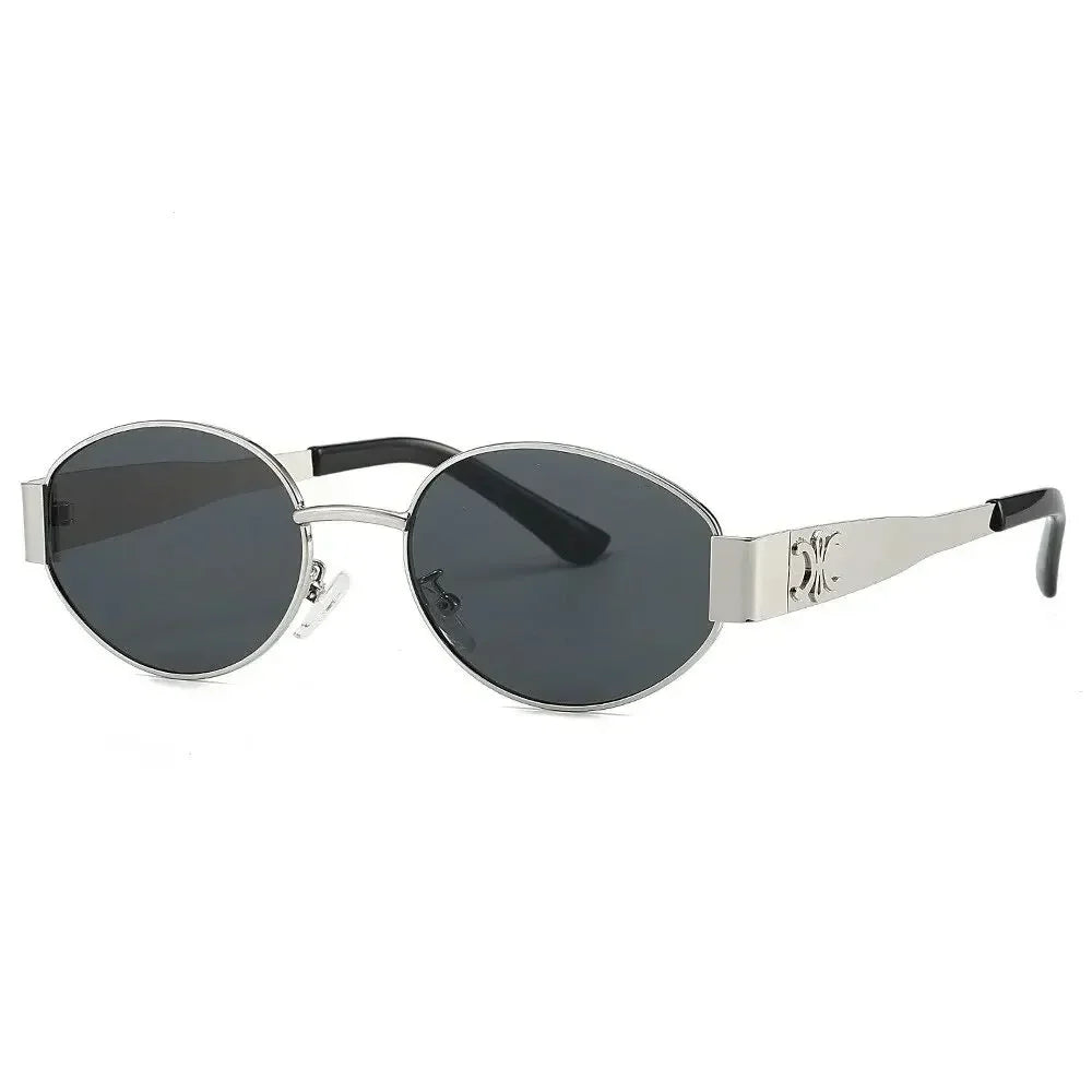 New Cross Border New Oval Sunglasses Hot Style Lens Small Round Metal Fashion Sunglasses for Men and Women