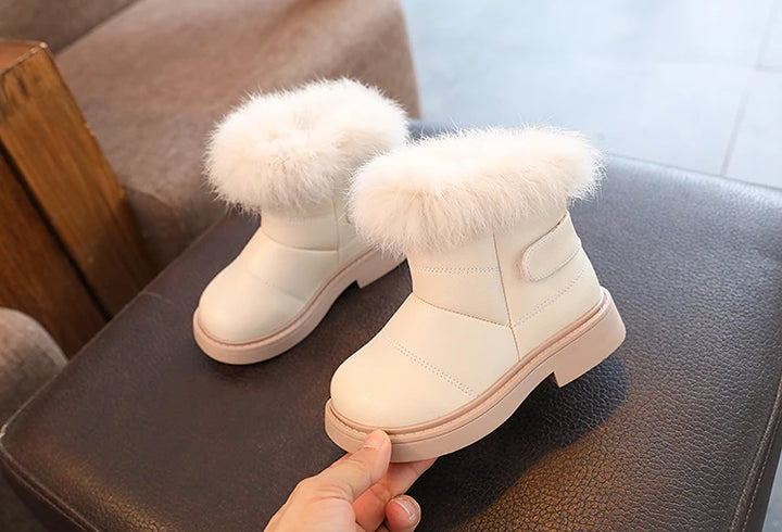 Solid Color Casual Boots – Plush Winter Kids' Shoes