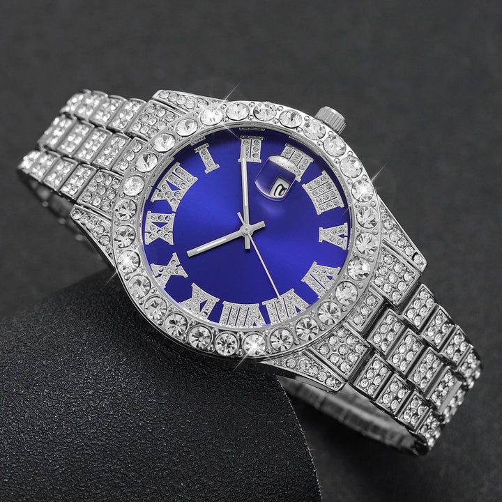 Hip Hop Men's Watch Set – Diamond Steel Band