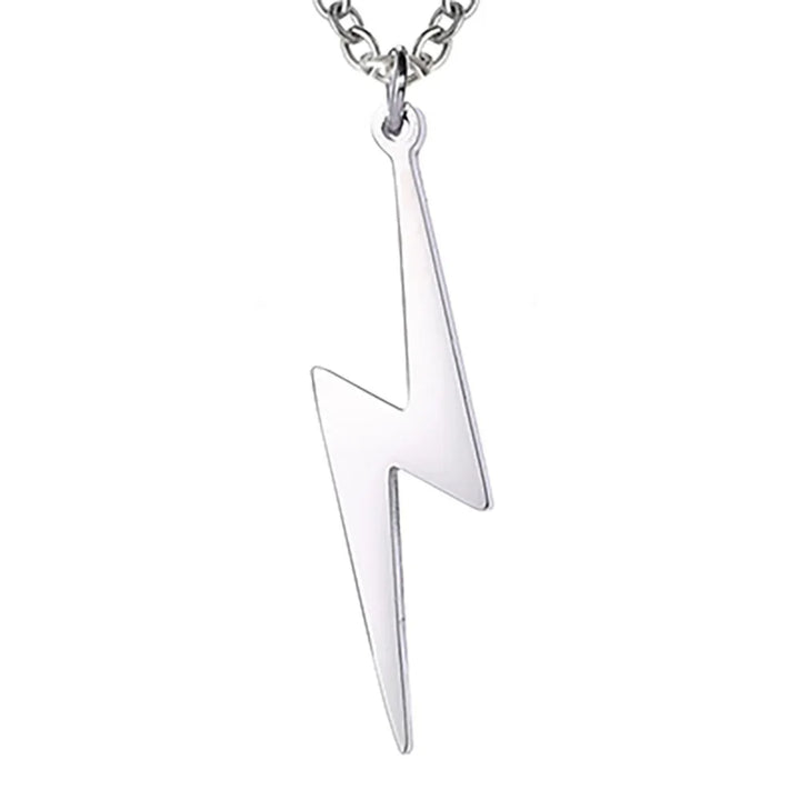 Skyrim Lightning Pendant Necklace Chain Geometric Stainless Steel Simple Necklace for Women Men Party Ornament Jewelry Accessori